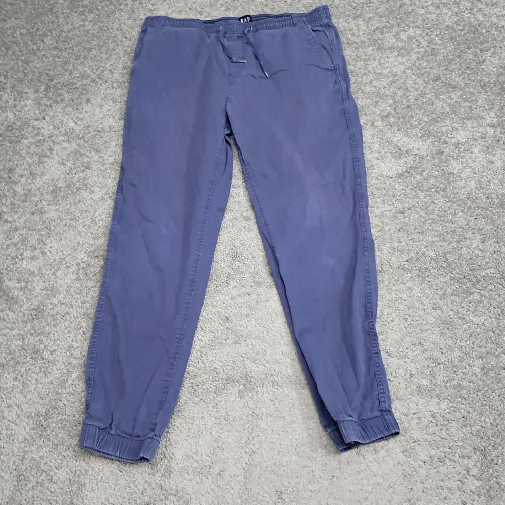 Gap Mens Jogger Pants Blue Size L Elastic Waist Drawstring 98% Cotton Spandex